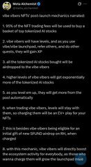 A Twitter screenshot by Alisha Abdullah discussing NFT trading mechanics, mentioning 59% of top 137 trading fees, VIP levels, and the need for an NFT marketplace.