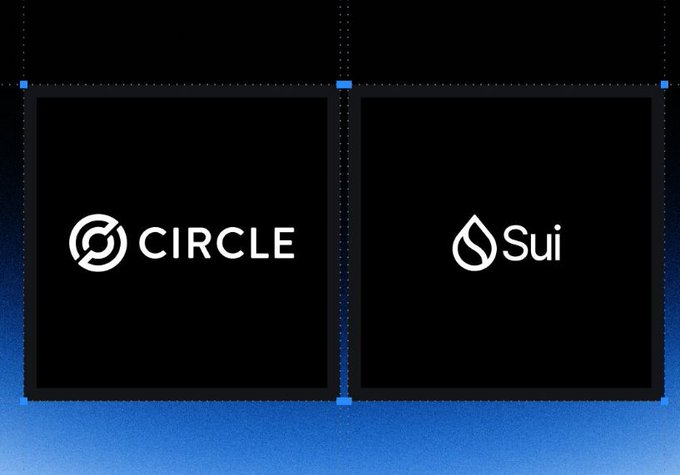A graphic featuring the logos of Circle and Sui side-by-side on a dark background with blue accents.