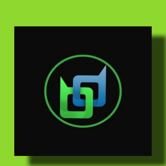 A stylized logo featuring interlocking green and blue chain links within a green circle on a dark square background.
