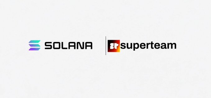 The image displays the logos for Solana and Superteam, aligning with the post's announcement of Superteam Germany's commitment to building on the Solana ecosystem.