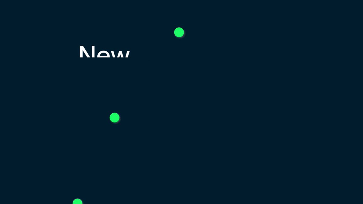 The image presents an abstract graphic design featuring a blue background filled with green dots representing small spheres, giving the appearance of floating particles. The image also contains a line of text that says "NEW" written in white capital letters. There's no clear context or explanation about what the image is related to, but it could be connected to an asset listing on a cryptocurrency exchange like @edgeX by Caleb & Brown.