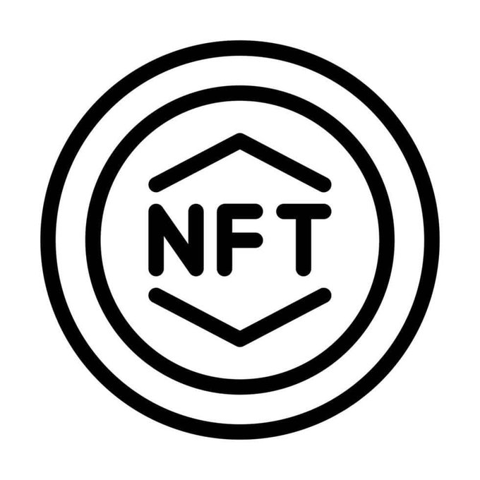 Minimalist black and white line art logo depicting the letters 'NFT' inside a hexagon shape, all enclosed within a double circular border.