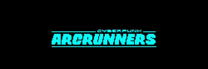 The logo for the video game 'Cyberpunk ARCRUNNERS' displayed in stylized cyan and pink neon text on a black background.