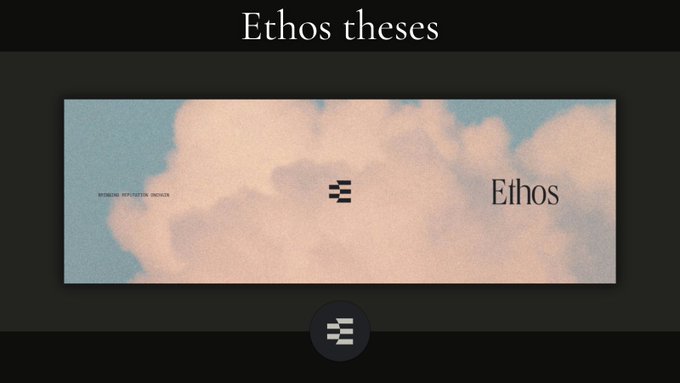 A dark-themed title card reading 'Ethos theses' with an Ethos logo, displaying a central banner against a sky background with the motto 'INTROSP. REFLECTION. DECISION.'