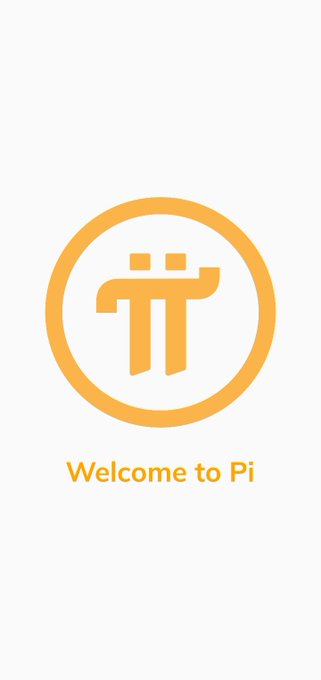 The Pi Network welcome screen features a yellow circular logo with the Pi symbol and the text 'Welcome to Pi' displayed on a white background.