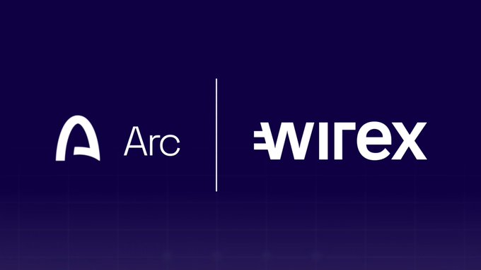 A dark purple banner displays two company logos side by side: 'Arc' on the left and 'wirex' on the right, separated by a thin vertical line.