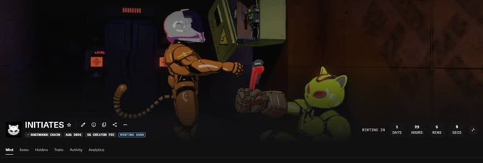 A screenshot of a game called 'Initiates: A Dystopian Tale' showing a character with a skull mask in an orange suit interacting with a green creature in a dark industrial setting.