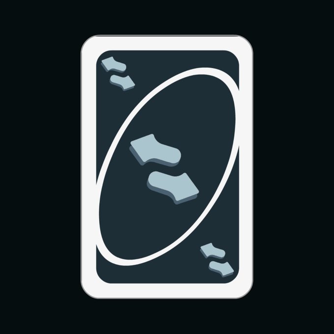 A minimalist graphic of a dark gray card with a white oval design and small cloud-like shapes scattered on it.