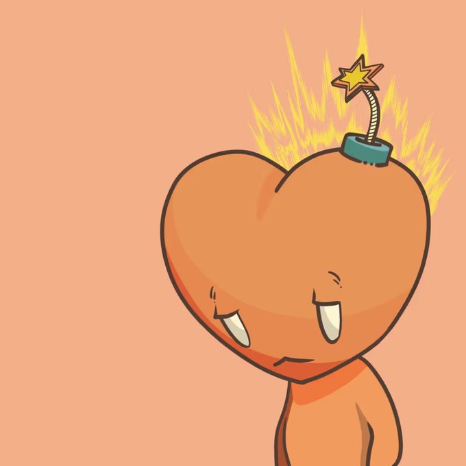 An illustration of an orange cartoon character with a sad expression and a lit dynamite fuse on its head against a peach background.