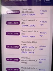 A screenshot of the Pi Network blockchain explorer showing multiple failed transactions (4 hours ago) with error messages like "Thanh toán 0.04 π GDVY...5AOR", "GDAM...GKXZ", "QBWS...Y3RN", "claim_claimable_balance," and several "Operation" errors, illustrating the network outage the user described.