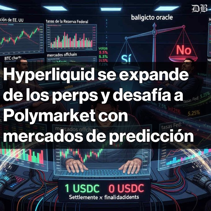 The image shows a person sitting at a computer desk with a monitor displaying stock market graphs and charts. The text in the image reads "Hyperliquid se expande su nuevo producto HIP-4 y desafía a Polymarket. Ahora ofrece mercados de predicción sobre inflatable EE.UU. y decisiones de la Reserva Federal". This suggests that the person is using their computer to analyze and predict stock market trends, possibly as part of an investment strategy or trading activity.
