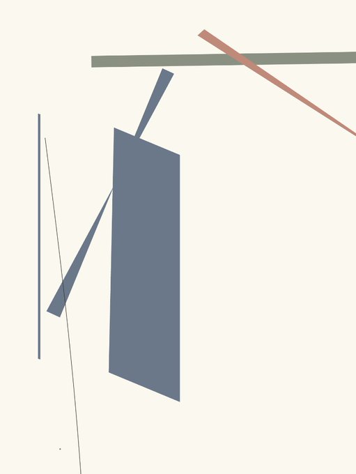 The image shows an abstract geometric composition featuring intersecting lines and rectangular shapes in muted tones of blue, gray, green, and red on a cream background, resembling a minimalist digital artwork. It appears to be a preview image for a non-fungible token (NFT) titled "Primera 168" listed on OpenSea's Ethereum marketplace, with the abstract design serving as the token's visual identity.