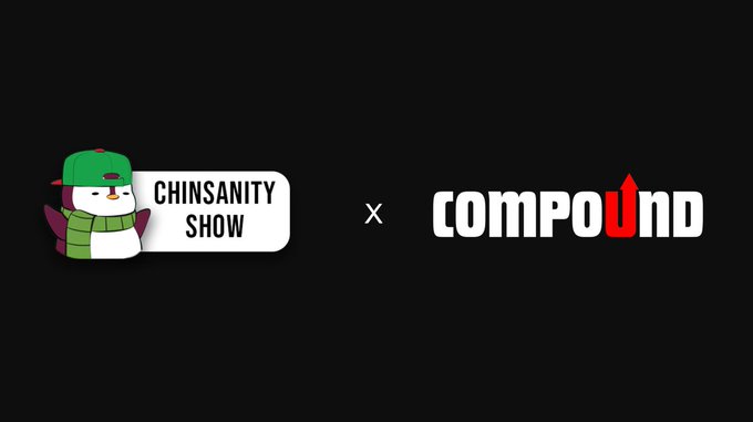 iced coffee logo and text "Chinsanity Show x compound" against a black background.