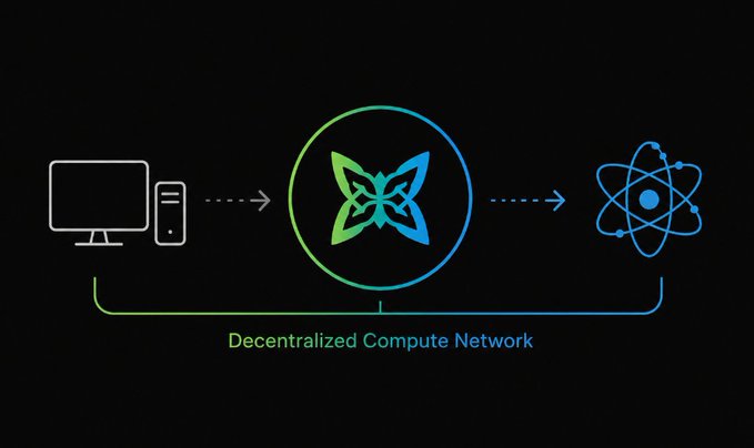 In this image, there are two main components - a computer monitor and a butterfly graphic - all placed against a black background. The computer monitor shows a website, indicating its role as a source of information or a platform for communication. On the other hand, the butterfly graphic is colorful and represents an innovative, futuristic concept: a decentralized computing network with a butterfly-like shape symbolizing interconnectedness and fluidity within the system. 

The image also includes text that explains how this butterfly-inspired network could serve as a bridge between traditional computing resources and future advancements in technology, specifically focusing on creating an open marketplace for specialized compute networks. This combination of imagery effectively conveys the idea of a futuristic and interconnected computing world.