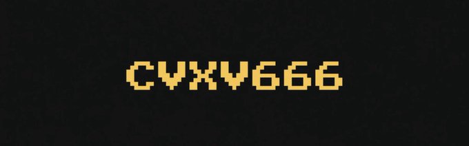 The image displays the text "CVXV666" in a pixelated, retro-style orange font against a dark background, prominently showcasing the ticker symbol $CVXV666 referenced in the accompanying post about its early-stage potential.