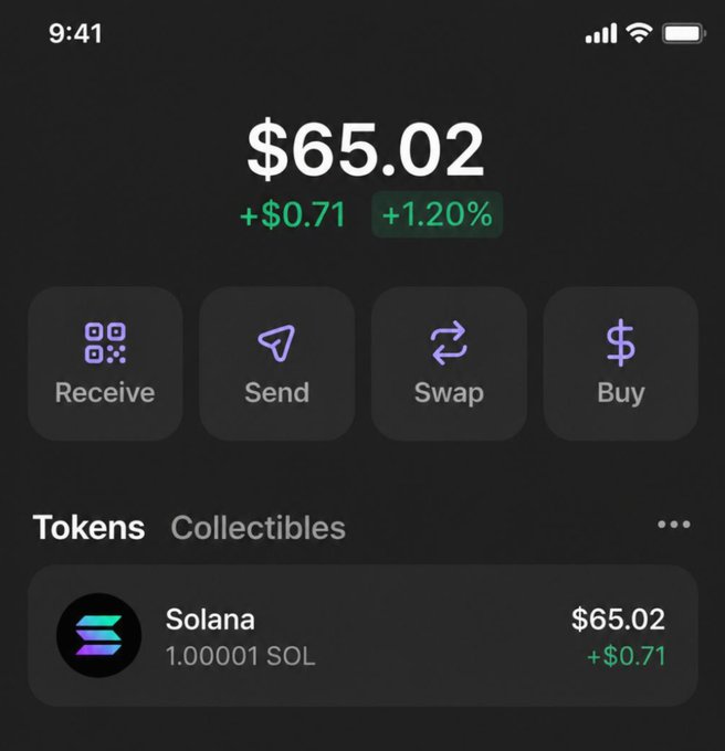 The image shows a screenshot of a cell phone displaying an account balance, which has $65.02. Additionally, there are other app icons present on the screen that could be related to trading or collecting digital items. The main focus of the image is on the $65.02 account balance and its connection with the "Who needs 1 sol? Must have notis?" post.