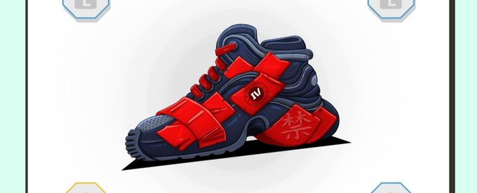 The image features an artistic rendering of a sneaker with a blue sole and red laces, placed on a white surface against a gray backdrop. The colors of the sneaker contrast sharply with the surrounding environment, drawing attention to its presence within the scene. The caption suggests that these shoes might have increased in step count without notice or that someone else left this sneaker behind for the person wearing it. However, there is no further information about what type of sneakers are depicted in the image, so we cannot confidently determine whether they belong to a specific brand or model.