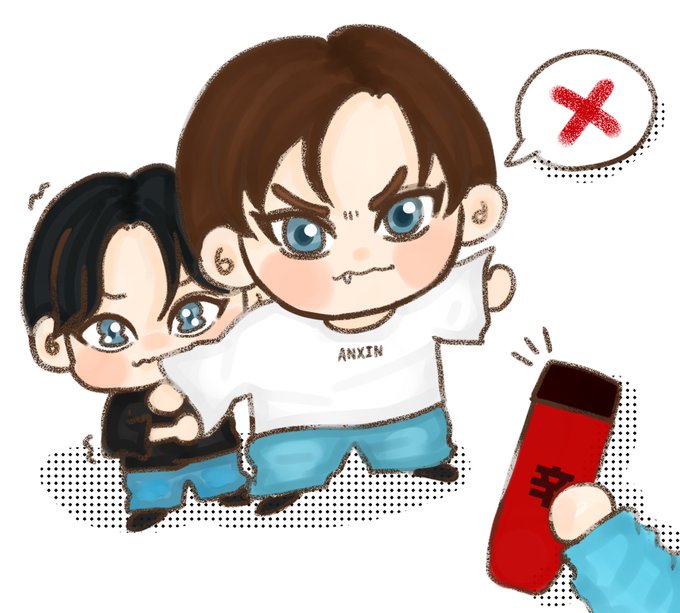 A chibi-style illustration shows an angry boy in a white shirt labeled "ANXIN" pushing aside a nervous boy in black, while a red cylindrical object marked "ALD1" is rejected with a red "X" in a speech bubble, visually rejecting "ALD1" in favor of "ANXIN" as referenced by the hashtags.