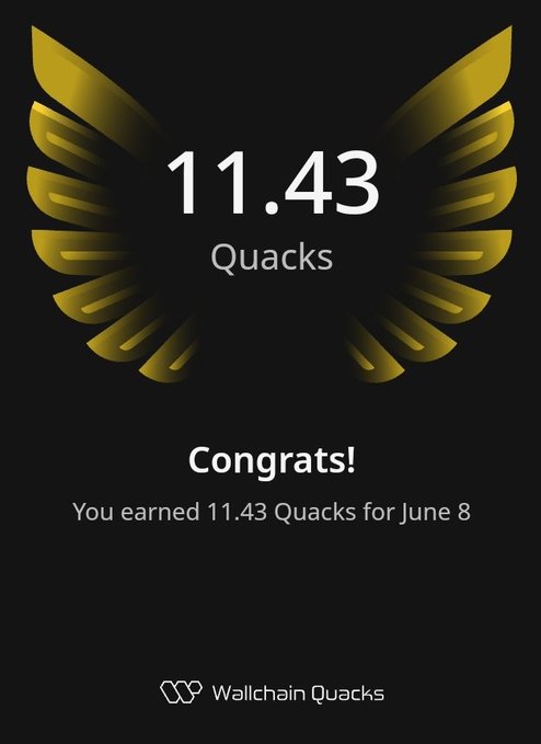 The image showcases a post from @useTria, celebrating someone's achievements. The post features an advertisement for Quacks and congratulates users who have reached 11.43 Quacks by June 8th. The ad also encourages people to share their accomplishments with others. A golden bird is used as the logo for this social media platform.
