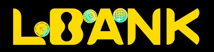 The image shows the "LBANK" logo in bold yellow lettering on a black background, with cryptocurrency coins and a globe icon integrated into the design, representing the crypto exchange mentioned in the post as offering high-leverage trading (up to 125x on major pairs and 200x on meme coin futures) for an edge in trading.