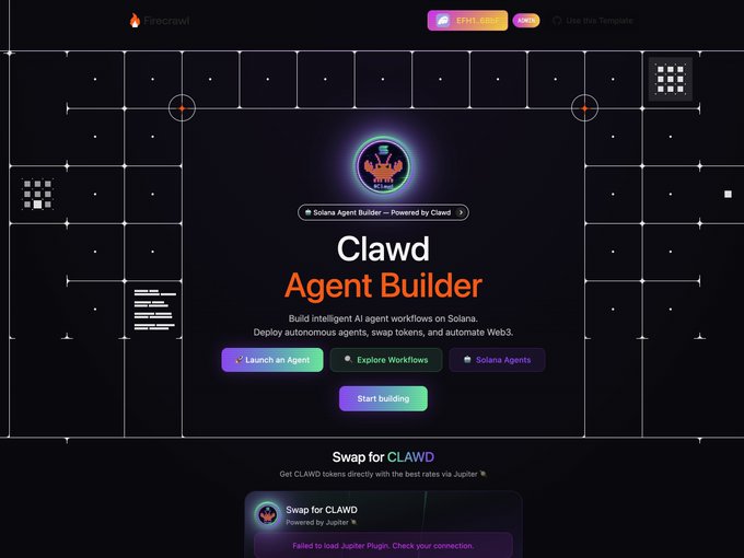 The image shows a screenshot of a website called "clawd" with a game board displayed, featuring a claw-like design. The website appears to be related to automation or virtual machine management, as indicated by the text that reads "Man oh man, I don't have to put my automation and virtual machine funds into the token right now?". This implies that users can easily manage their virtual machines without having to invest additional money in tokens.