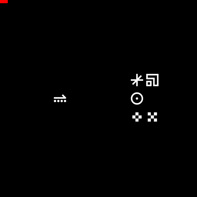 A black image featuring white cryptocurrency-related icons, including a tank/vehicle with dots, an asterisk with a symbol, a circular logo, and a pixelated pattern.