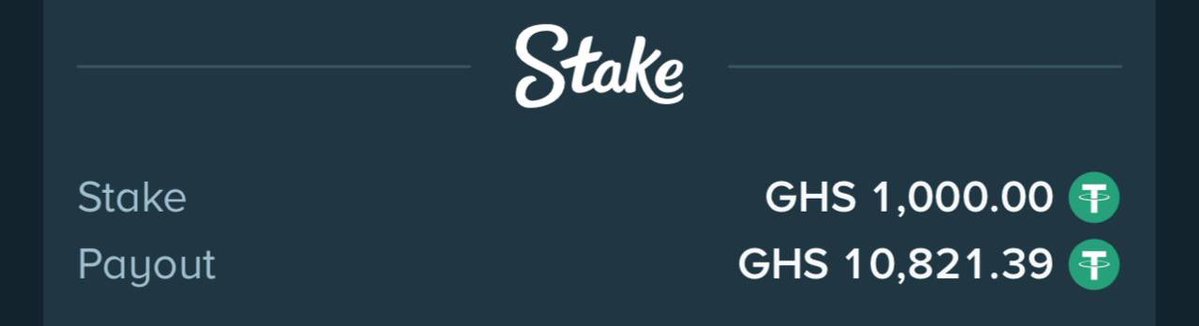 A Stake betting slip displays a stake of GHS 1,000.00 with a potential payout of GHS 10,821.39, illustrating the kind of large winnings advertised in the accompanying promotional post urging users to register on stake.com with promo code "ENOKAY" for a 200% bonus.
