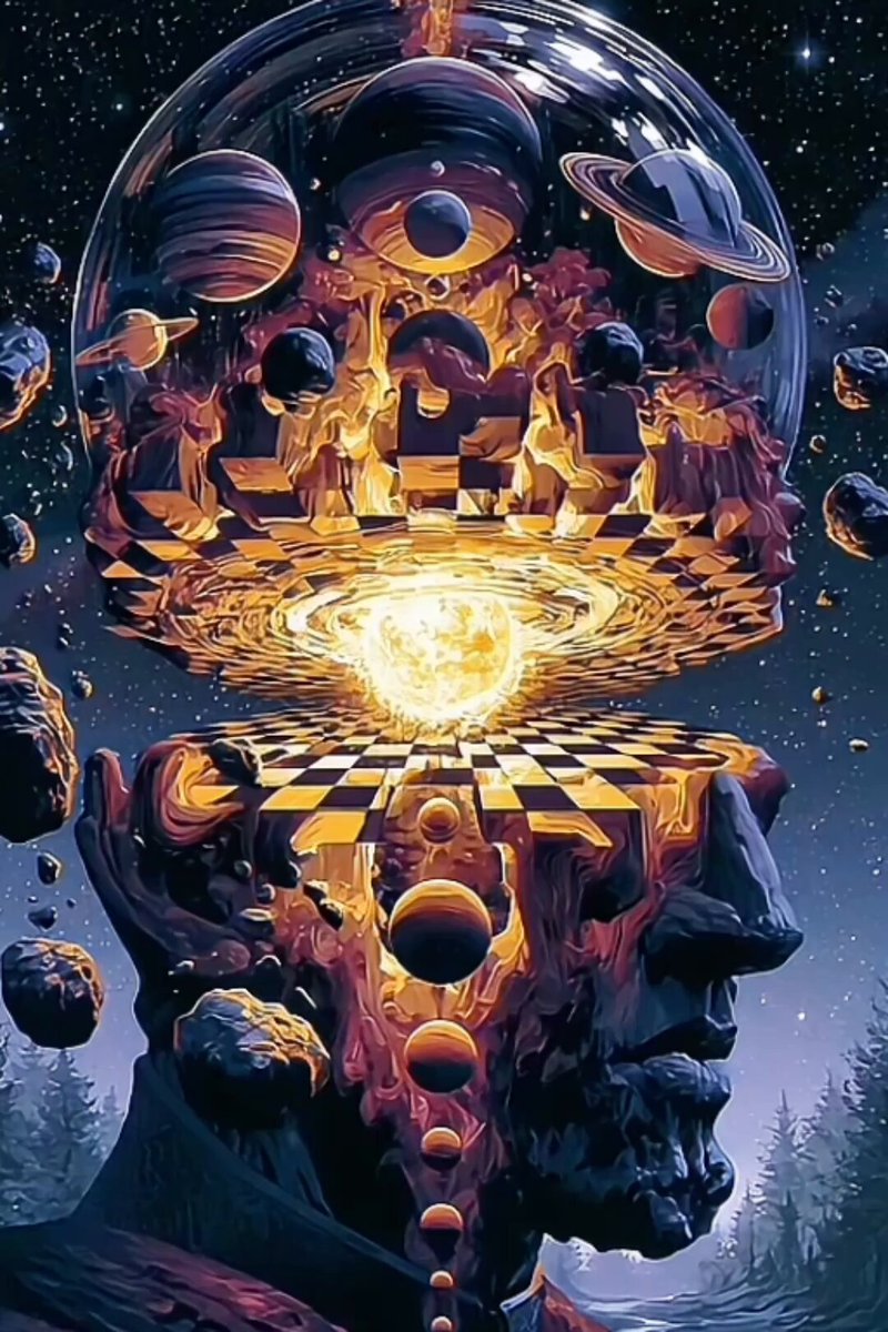 The image features a painting of a man's head, which appears to be floating in space surrounded by planets and stars. The painting has a surreal and dreamlike quality that makes it seem like the viewer is inside the artwork itself. The caption below the painting reads "Celestial Cognition is Day 150 of the 2026 Daily Collection drops on @TransientLabs We are splitting the mind wide open to reveal the glowing cosmic grid inside". This suggests that the artist has created a piece inspired by celestial bodies and their connection to human consciousness, using the man's head as a focal point.