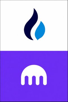 The image displays two cryptocurrency exchange logos stacked vertically: the dark blue flame/wave logo of Kraken on top and the white Ashfangs logo of HTX on a purple background below. The logos visually represent the two exchanges mentioned in the news about Kraken's compliance-driven account locks following small transfers from a wallet linked to the sanctioned HTX exchange.