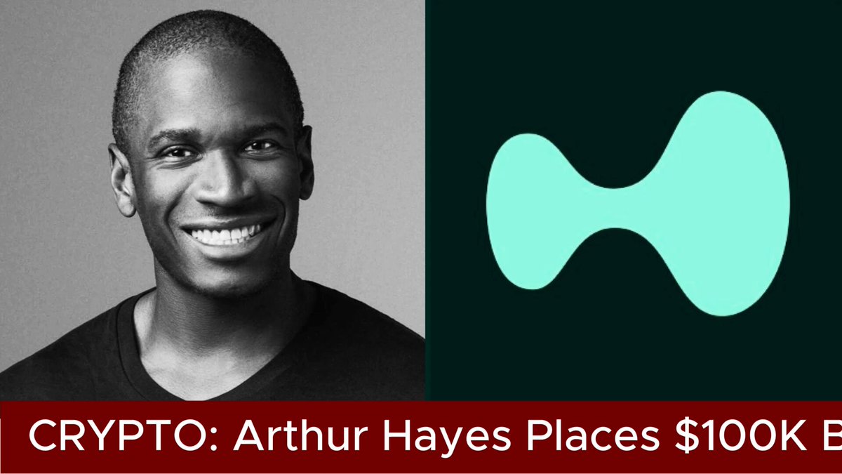 The image features an advertisement for a charity bet between Arthur Hayes and Kyle Samani. The two individuals are compared, with Arthur Hayes' cryptocurrency, Hyper Liquid, being favored over another cryptocurrency called Solana by Kyle Samani. They are both placed at the top of a chart indicating the winner's percentage. In the background, there is a black and white photo of the famous actor, smiling for the picture opportunity in front of a green color that represents the chosen cryptocurrency. The text in the image clearly states "CypTo: Arthur Hayes Places $100K E", providing more information about this charitable wager.