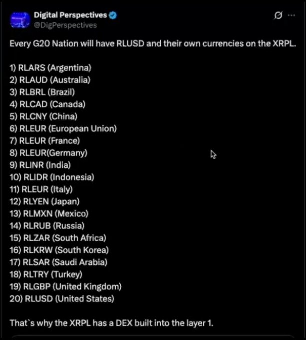 The main focus of the image, which appears to be a screenshot from a social media platform like Instagram or Twitter, shows that there are several posts about stablecoins and XRP. The caption "That's why the XRP has DEX built into the layer 1" seems relevant as it suggests a connection between the stability coin (XRP) and Bitcoin's existing structure. However, we cannot determine the content of the image itself without further information or details.