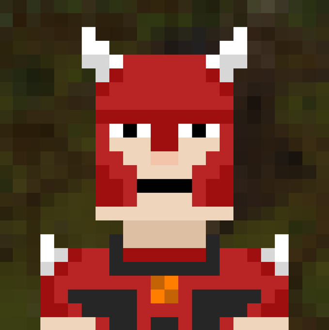 A pixel art image of a red devil-like character with horns, contrasting with the post's promotional crypto pitch about a "Runebrokers Vault" offering 200M $GP rewards, NFT fees, and locked LP—using the meme character ironically to mock the hype-heavy sales language.
