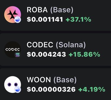 The image features a list of different cryptocurrency tokens, including ROBA (Base) and CODEC (Solaana), with their respective prices displayed. A table of three rows shows the details of these tokens, giving more information about each one. Additionally, there are icons that represent the tokens - a star symbol for ROBA and a blue circle symbol for CODEC. The post's content seems to be focused on comparing these different tokens in terms of their market value and potential risks involved.