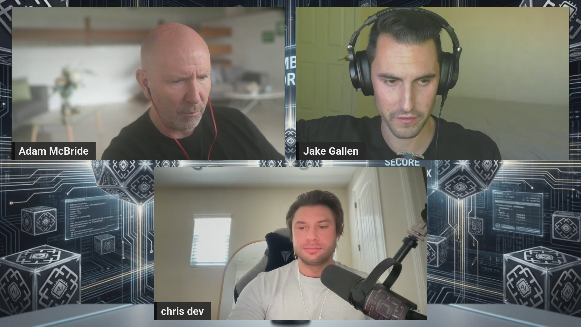 The image shows a group of three men sitting behind microphones, appearing as if they are participating in an online meeting or webinar. They all have headphones on their heads, suggesting that they might be engaged in a video conference call. The caption "motion is migrating to PumpFun" implies that the focus of the image is related to the current trend of remote work and virtual meetings.