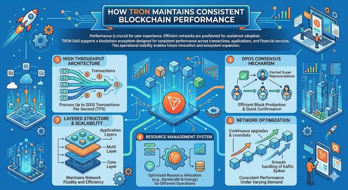 The image presents a flowchart detailing how the Bitcoin network maintains consistency in its performance, which plays an essential role in the user experience. The flowchart shows the network's various components like mining, consensus, and transaction processing (TPS), all interconnected to ensure the smooth functioning of the blockchain ecosystem. The post emphasizes that these elements need to be constantly optimized for efficient transactions to maintain consistent performance, as illustrated by the flow chart's visual representation.