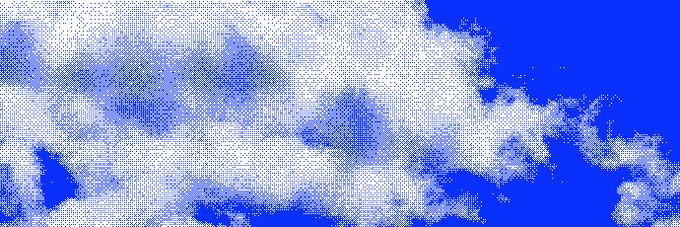 The image features a horizontal gray color with an overlay of blue shapes scattered throughout that resemble clouds. There are no texts or other objects in the image, just the colors and shapes.
