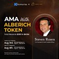 Promotional graphic for an X Spaces AMA featuring Steven Rosen, Co-Founder and Chief Creative Officer of Legend Awakes (project ticker: AMA), scheduled for August 11th, alongside co-host Alberich Token, with the Legend Awakes and Moon Capital logos at the top.