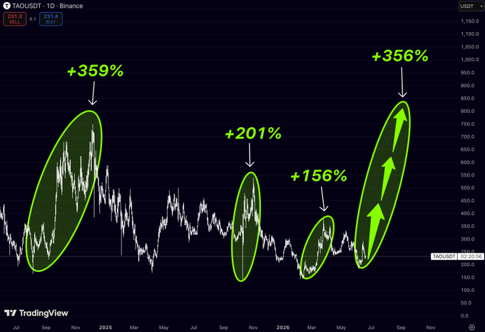 The image shows a bar graph that displays the performance of various assets over time, specifically focusing on momentum indicators. The data is organized into four distinct rallies, each represented by a circle with arrows pointing upwards indicating gains. Among these rally periods, we see three in particular: January, March, and May, which are all marked by positive upward trends. These upward movements have reached substantial levels at the present time, showing that investors have been gaining momentum over this period. The remaining rally is February, but it has not yet reached such a significant level of growth as it has for other rallies in the past.