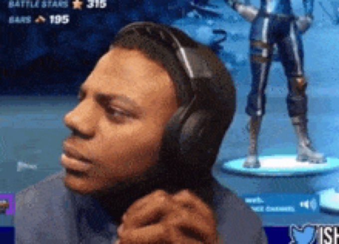 A young man with headphones looks sideways with a judgmental expression in front of a Fortnite lobby screen showing a character skin and stats (Battle Stars: 315, Bars: 105), perfectly capturing the unimpressed skepticism the poster feels toward the current NFT market.