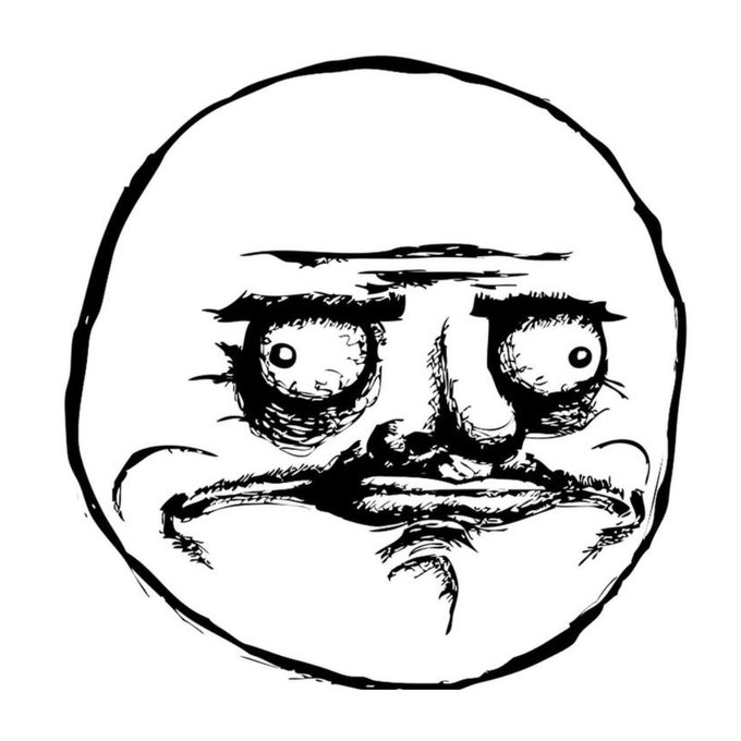 This black-and-white sketch depicts the classic "Me Gusta" rage face meme—a distressed, wide-eyed face with a frown—drawn inside a circular outline. The image visually represents the "$MEGUSTA IS TRENDING EVERYWHERE" post by embodying the iconic meme character itself, suggesting the overwhelming popularity of the trend.