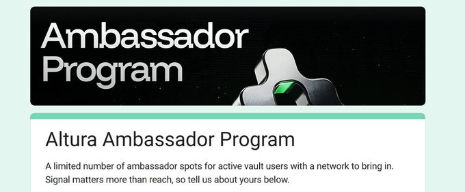 The image features a banner for an Ambassadors Program that is live and has limited spots available. The program offers various benefits such as receiving payment, creating merchandise, amplifying content on channels, and early access to product releases before public release criteria are prioritized users with.