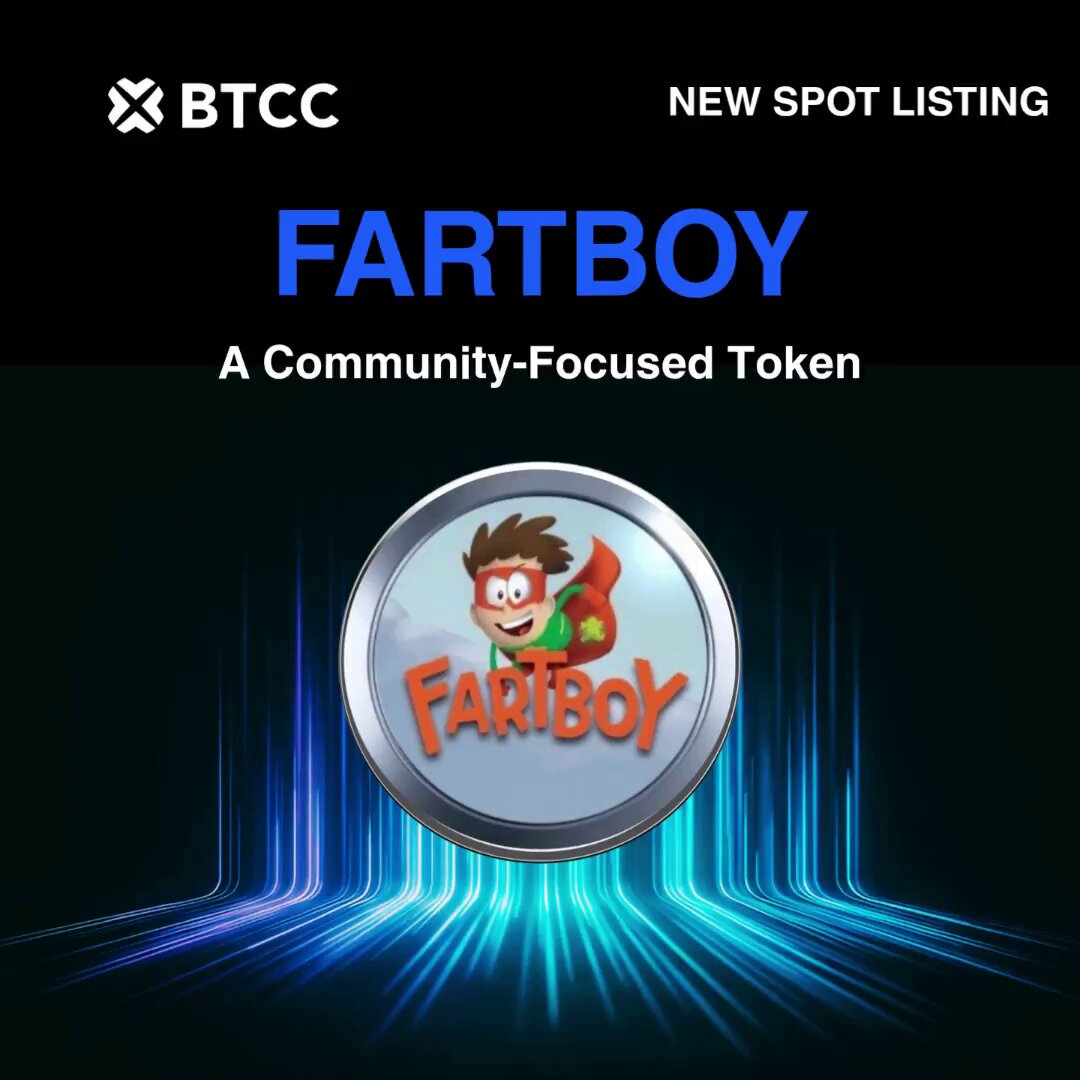 The image features a blue banner with an illustration of a cartoon character, specifically "@FARTBOY", placed at the center. Below this image, there's information about a new Spot Listing for Fartboy. The post encourages users to participate in spot trading and highlights that the spot list is currently active.
