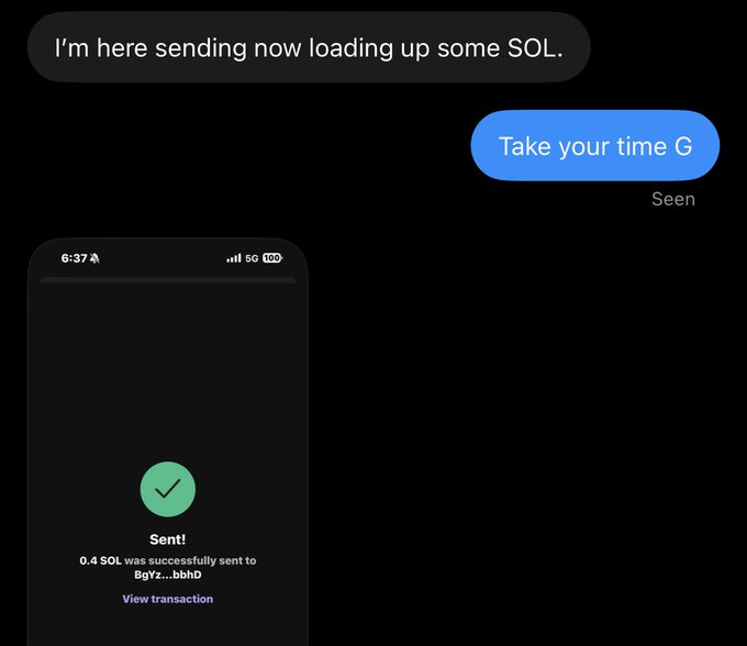 The image shows a cell phone with an app that has a green checkmark, indicating that it was successfully sent or received. The text message displayed on the screen reads "I'm here sending now loading up some SQL... Take your time G!". This message is related to the app's purpose and functionality, as it appears to be a messaging application for users to send messages through SQL queries.

The image also contains a caption that says "Focus on what is in the image and how it relates to the post". The caption suggests that the main focus should be on the cell phone and its features rather than the content of the message itself, which seems to be unrelated or less important compared to the app's purpose.