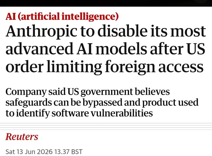 The image features an article about artificial intelligence (AI) written by a company named "Company said US government beliefs". The article discusses the importance of AI infrastructure being able to identify software vulnerabilities, as well as the need for user permissions when accessing foreign networks. It also highlights the significance of anthropic being forced to restrict access to its models in order to protect them from unauthorized use or modification.