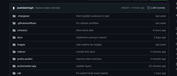 The image shows a computer screen with a list of items displayed, including "1003 commits on networked-art/cryptopunks", which appears to be related to the post about improving state overviews. The text also mentions that this is an "Image" and "Images".