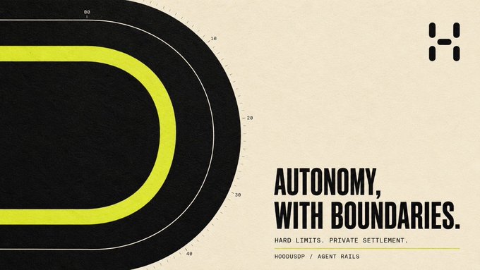 A promotional graphic with a retro racing track motif, displaying the text 'AUTONOMY, WITH BOUNDARIES. HARD LIMITS. PRIVATE SETTLEMENT. MOODSOP / AGENT RAILS'.