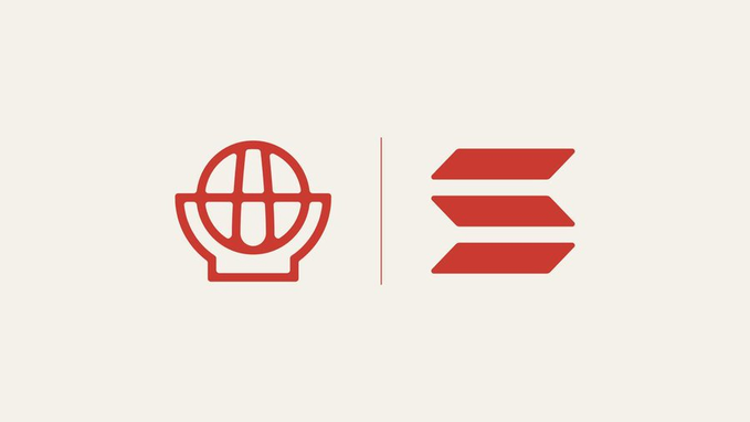 A red and white logo featuring a stylized globe/satellite dish icon on the left, separated by a vertical line from three horizontal bars/equalizer-style lines on the right.