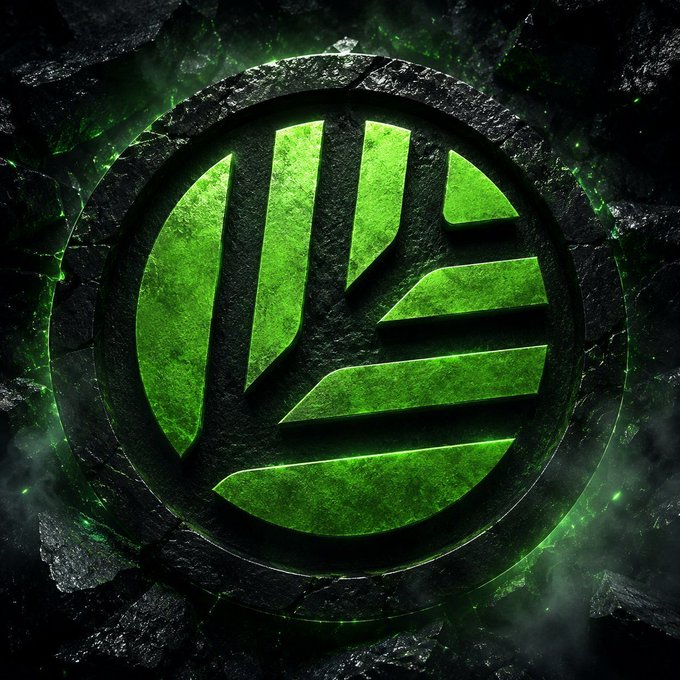 A glowing green QUIP logo set within a cracked stone emblem radiates an ominous energy, visually symbolizing the disruptive power of quantum computing. The design's dramatic, fractured texture reinforces the post's message that while the mainstream overlooks quantum technology's potential, QUIP Network is positioning itself at the forefront of this transformative shift.