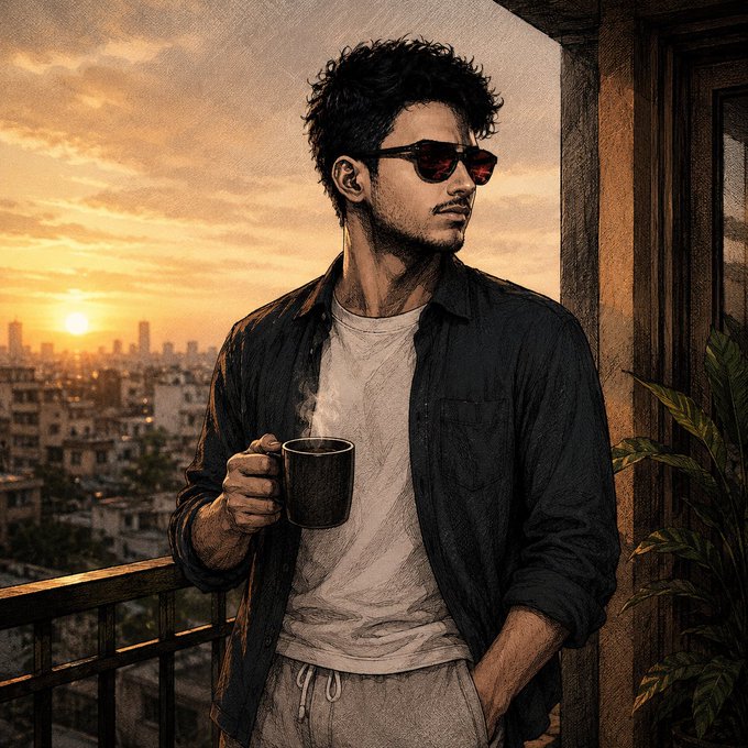 A man with sunglasses holding a steaming mug stands on a balcony overlooking a cityscape at sunset, with no visible text or branding in the image itself. The image's contemplative, cinematic mood pairs thematically with the post's announcement about CNPY Network's strategic infrastructure acquisition and forward-looking developments.
