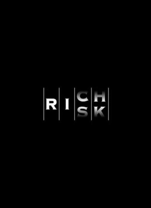A black background with the stylized text 'RI|C|SK' forming the word 'RICH' alongside 'RISK' in a crossword-style design.
